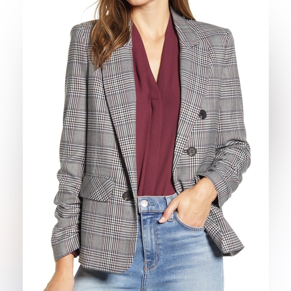 1.State Plaid Grey Blazer